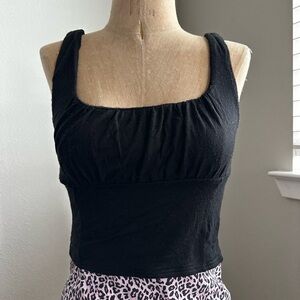 Black Square-Neck Tank Top